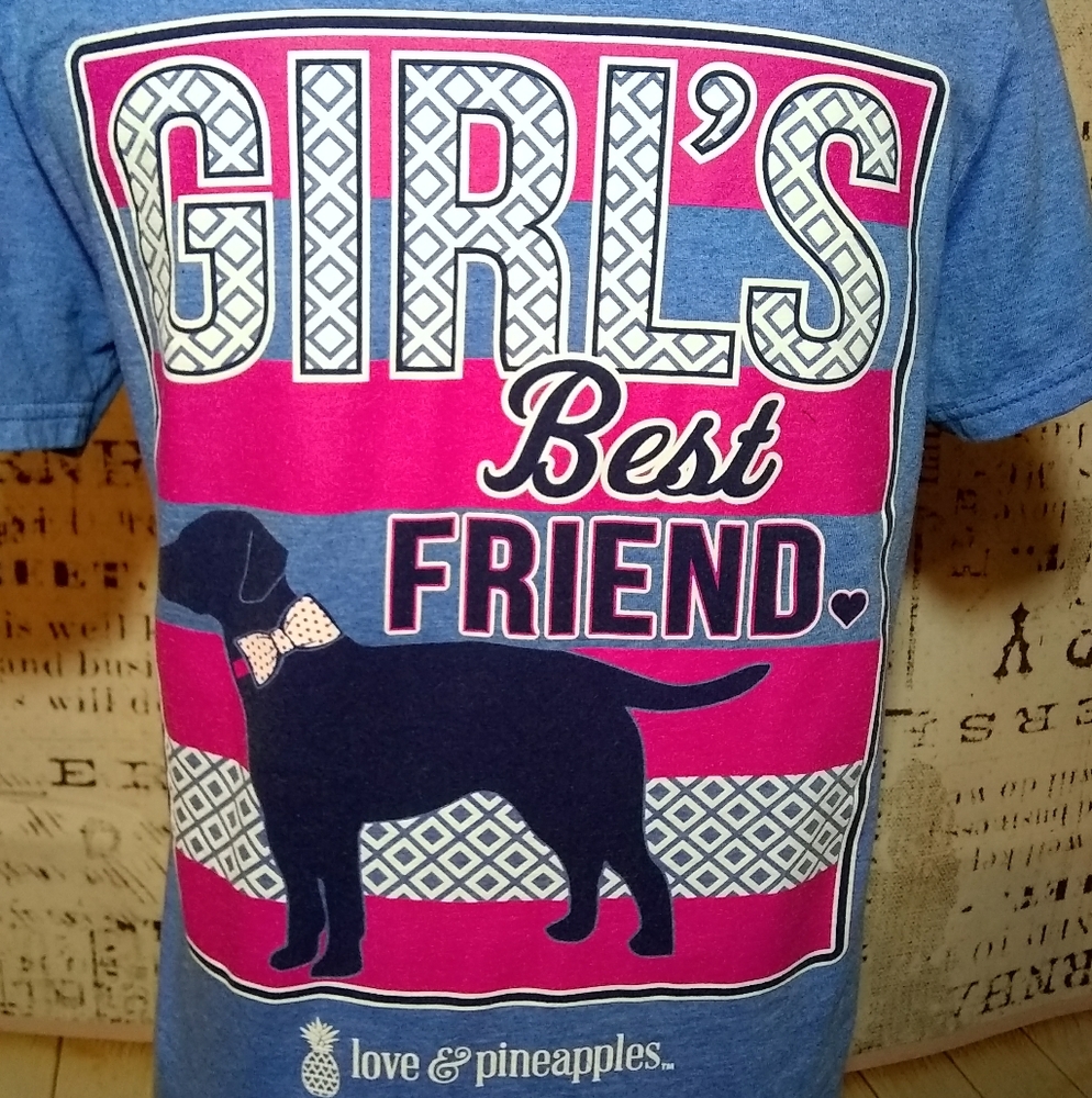 Love & Pineapples girl's best friend dog t-shirt S